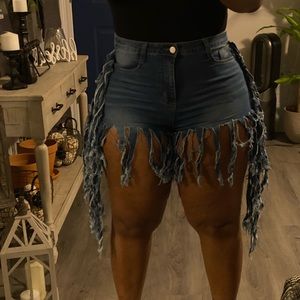 NWT Fringed Denim Shorts
